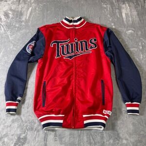 Stitches Minnesota Twins MLB Full Zip Track Jacket Mens Small Red Navy Blue